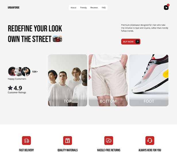 Man Clothing Landing Page