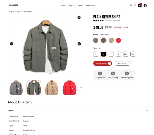 Clothing Shop Single Product